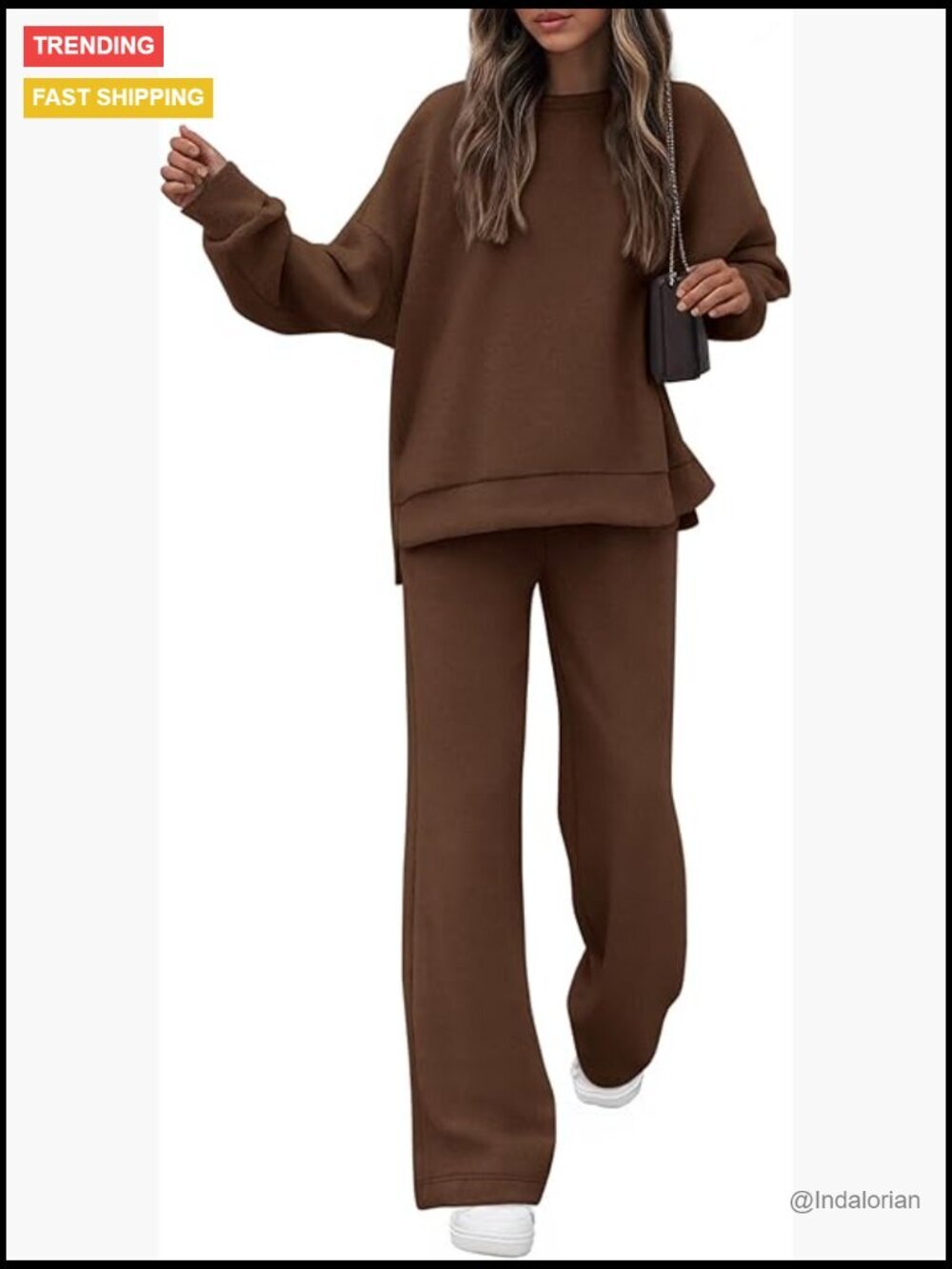 Cotton Polyester Sweatsuit 2 Piece Lounge Set Oversized Travel Outfit